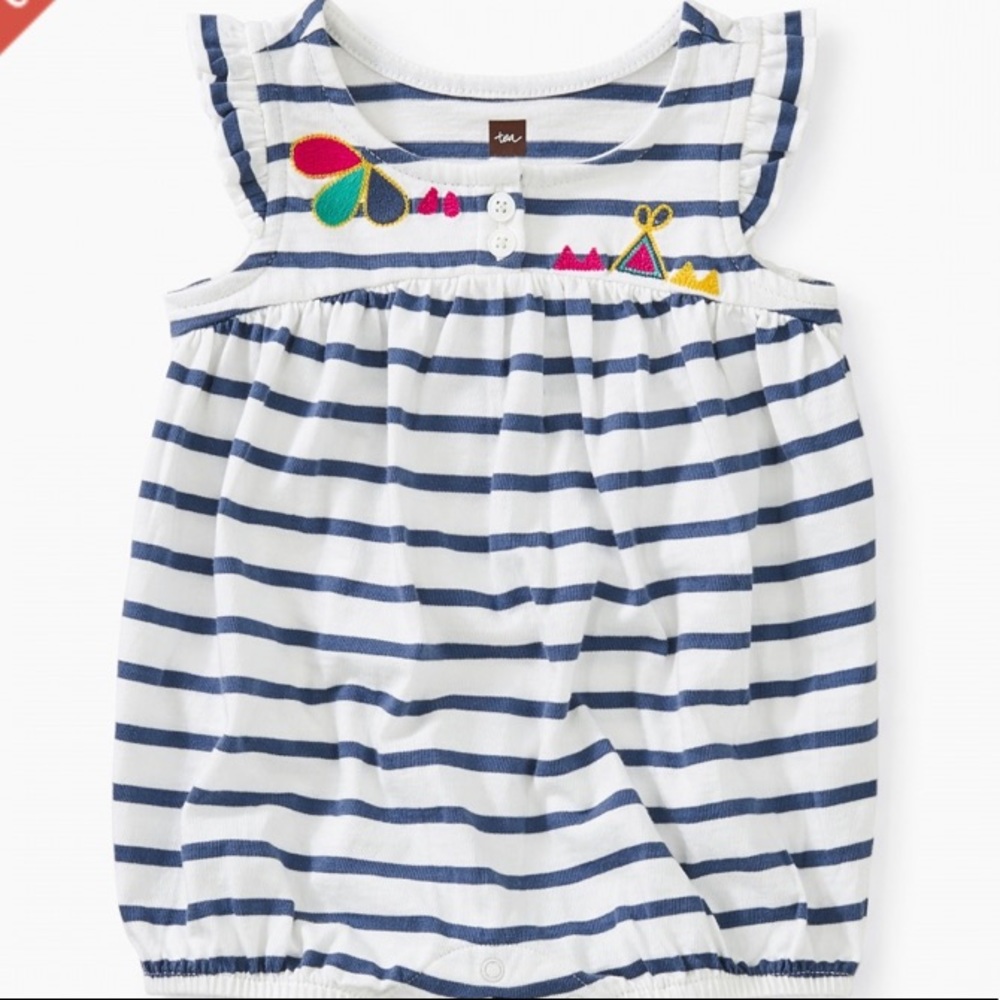 Tea Collection Embroidered Henley Romper